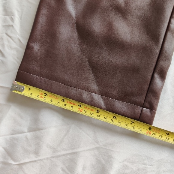 NWT Dynamite Utility Faux Leather Straight Leg Pants in brown french roast - Picture 8 of 12